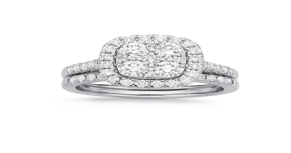 18ct White Gold Diamond Bridal Ring Set Prouds