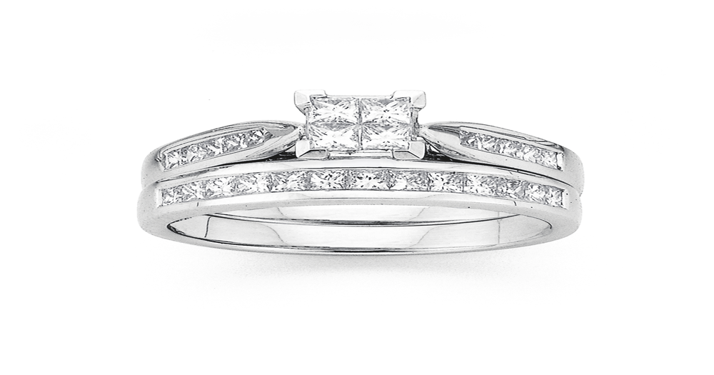 18ct White Gold Diamond Bridal Set Prouds