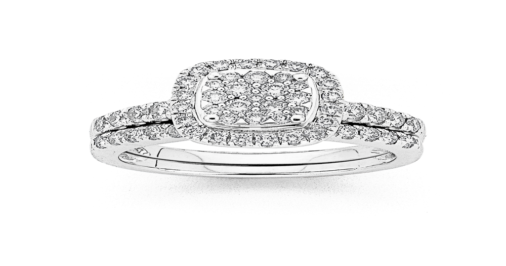 18ct White Gold Diamond Bridal Set Prouds