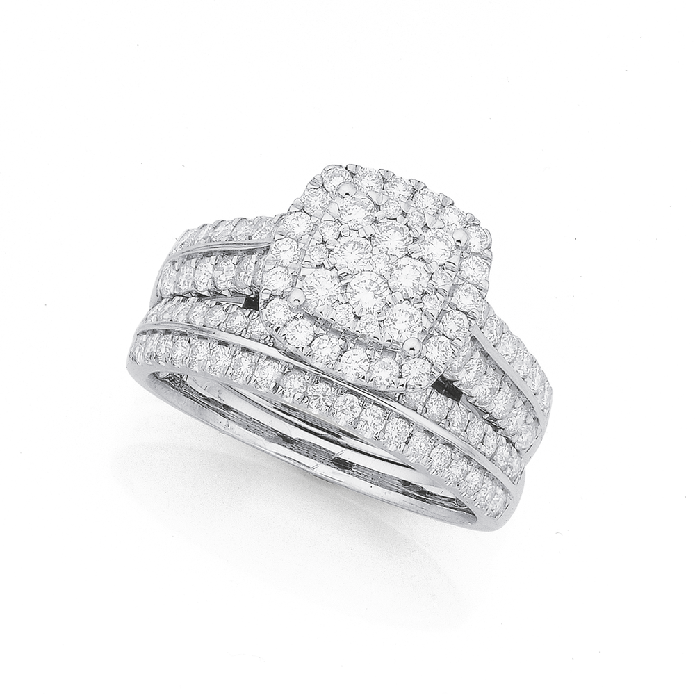 18ct White Gold Diamond Bridal Ring Set Rings Prouds The Jewellers