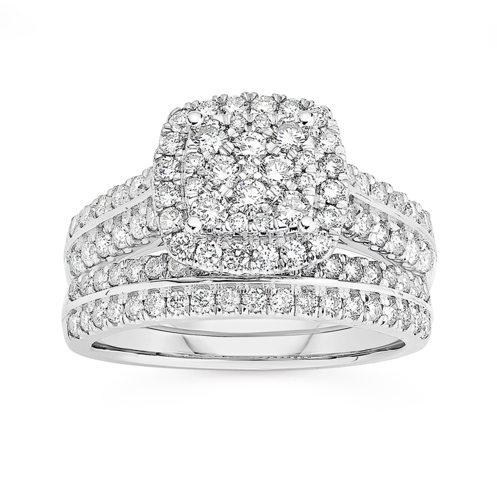 King Jewelers White Gold Diamond Halo Estate Engagement Ring | King Jeweler