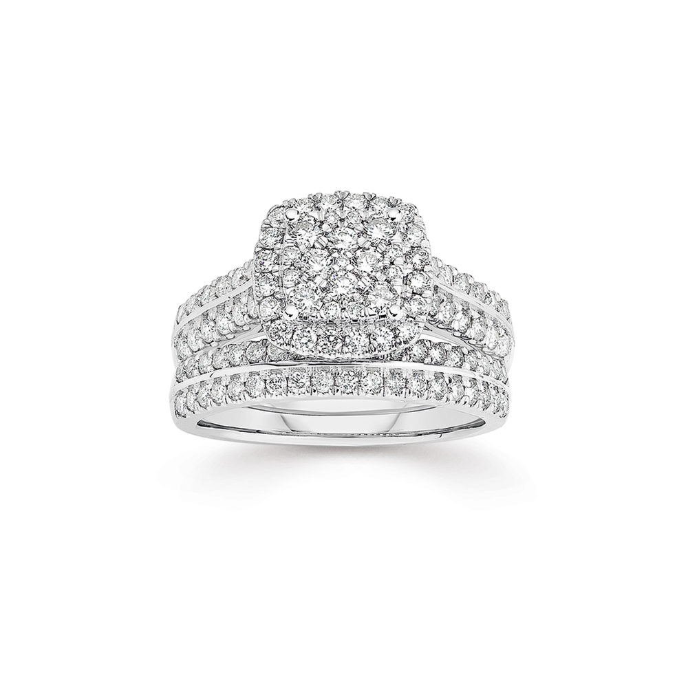 King Jewelers White Gold Diamond Halo Estate Engagement Ring | King Jeweler