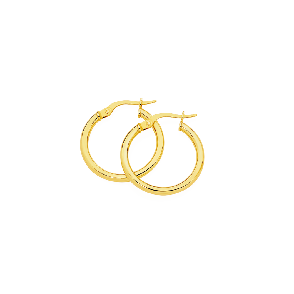 9ct Gold 2x12mm Polished Hoop Earrings Prouds