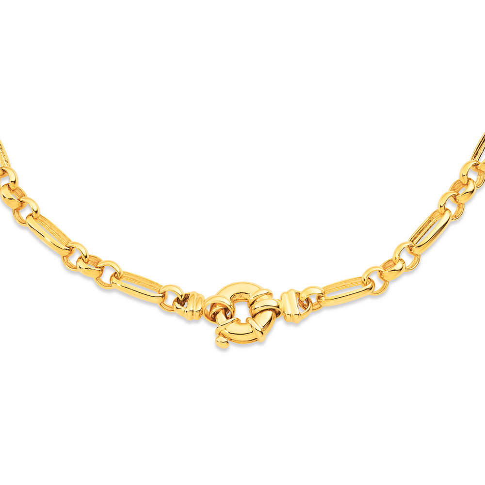 9ct 48cm Solid Belcher Figaro 3+1 Bolt Ring Necklet