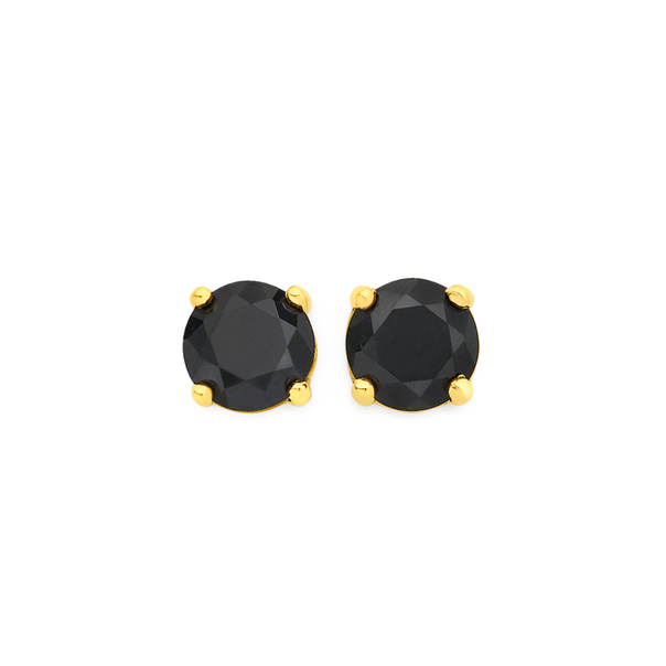 9ct 5mm Black Sapphire Stud Earrings