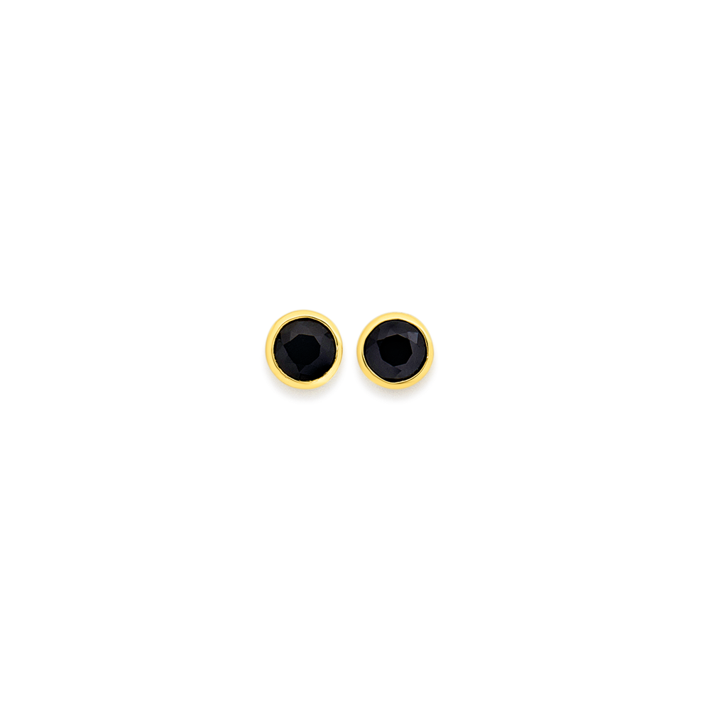 9ct Black Sapphire Studs in Black Prouds