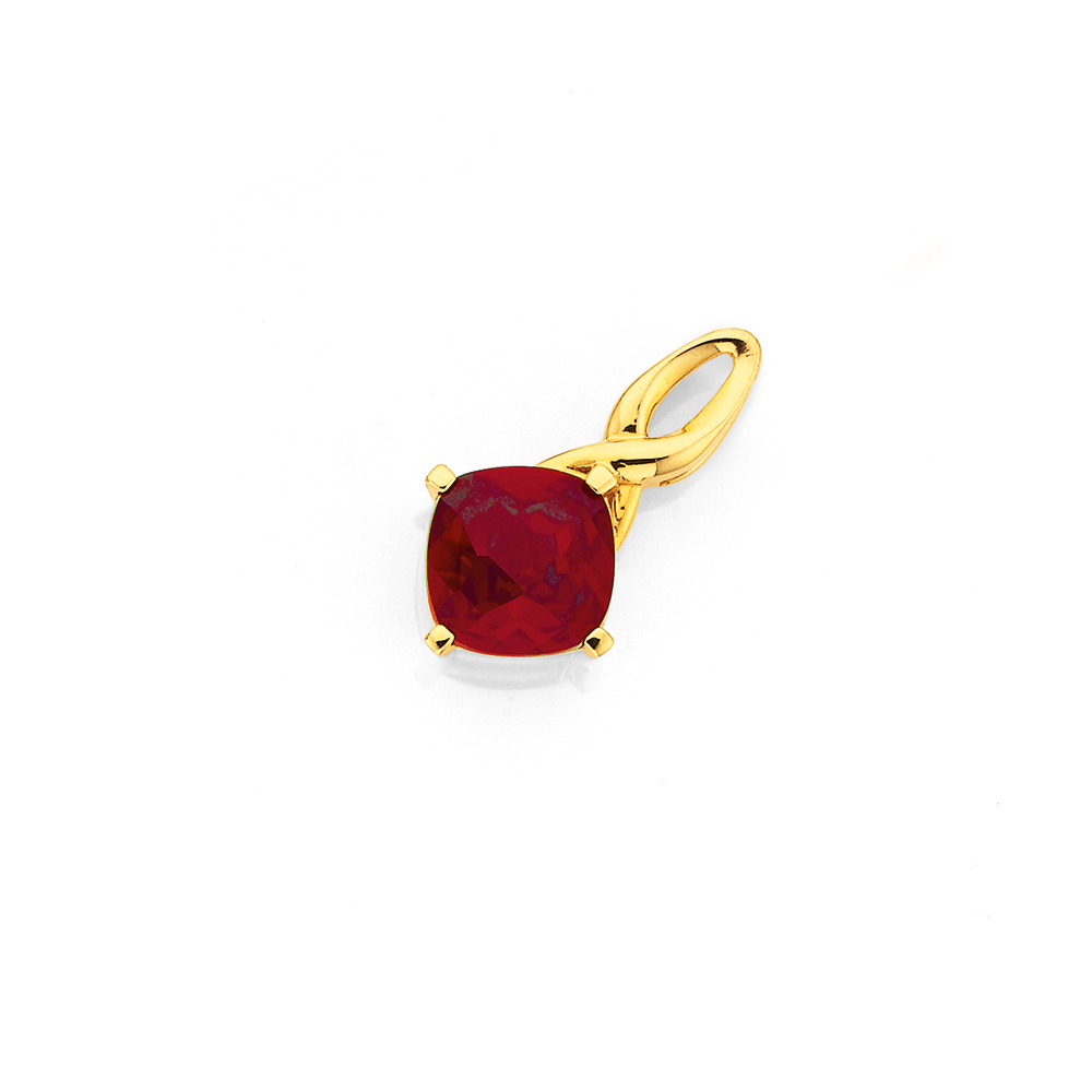 9ct Gold, Synthetic Ruby \u0026 Diamond 