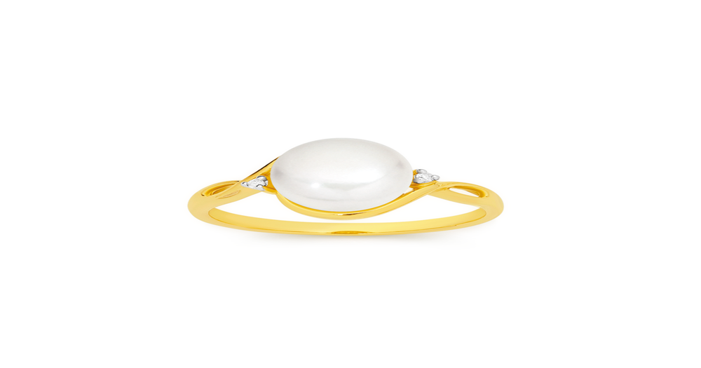9ct Cultured Freshwater Pearl & Diamond Ring in White | Prouds