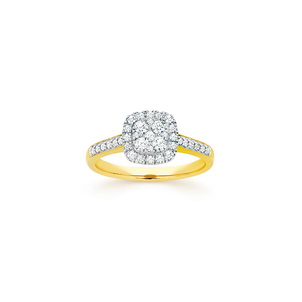 9ct Diamond Cushion Shape Ring