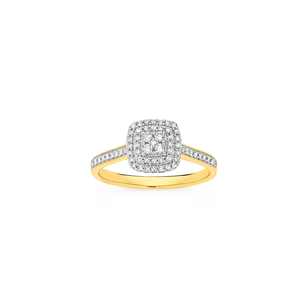 9ct Diamond Cushion Shape Ring