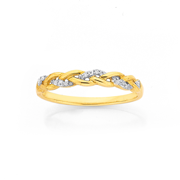 Rings 9ct Diamond Plaited Stackable Ring | Rings | Prouds The Jewellers