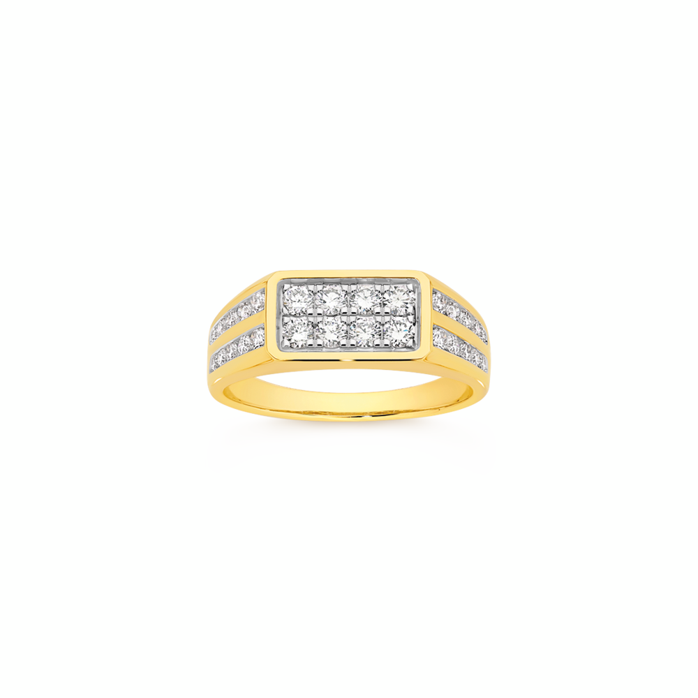 9ct Gold 1.00ct Lab Grown Diamonds Pave Top Men's Ring
