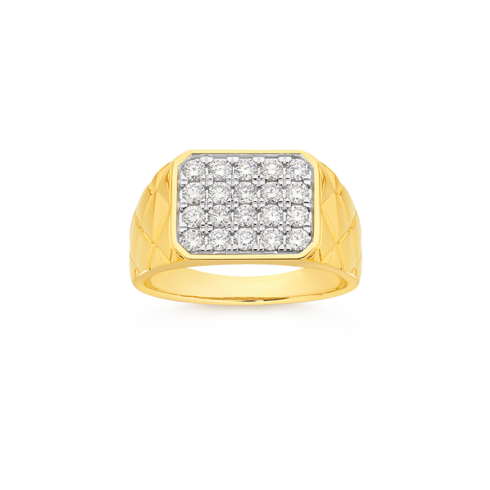 9ct Gold 1.00ct Lab Grown Diamonds Pave Top Men's Ring
