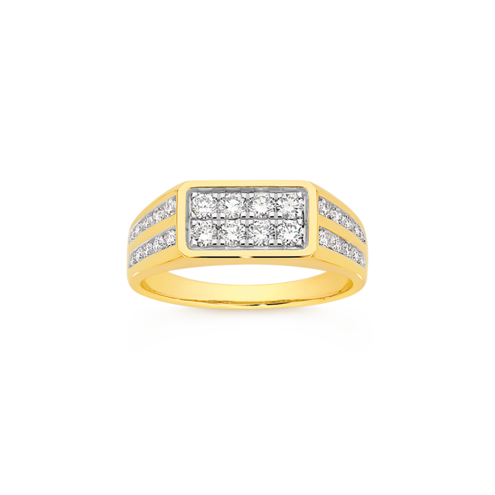 9ct Gold 1.00ct Lab Grown Diamonds Pave Top Men's Ring