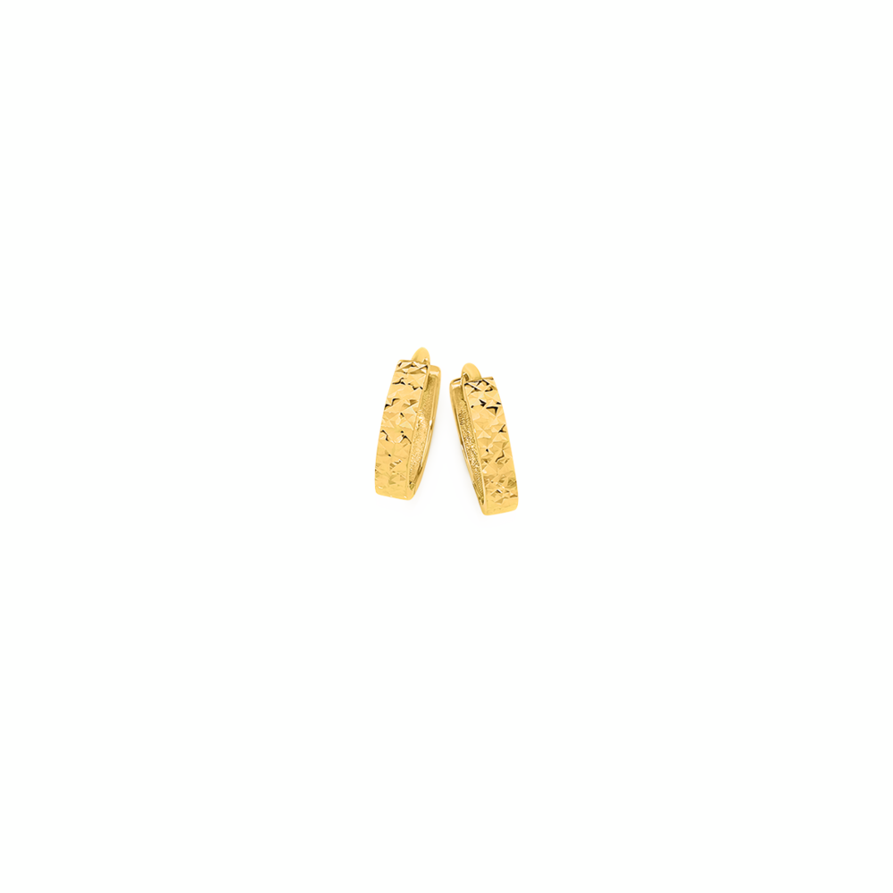9ct Gold 10mm Diamond-Cut Sparkle Huggie Earrings