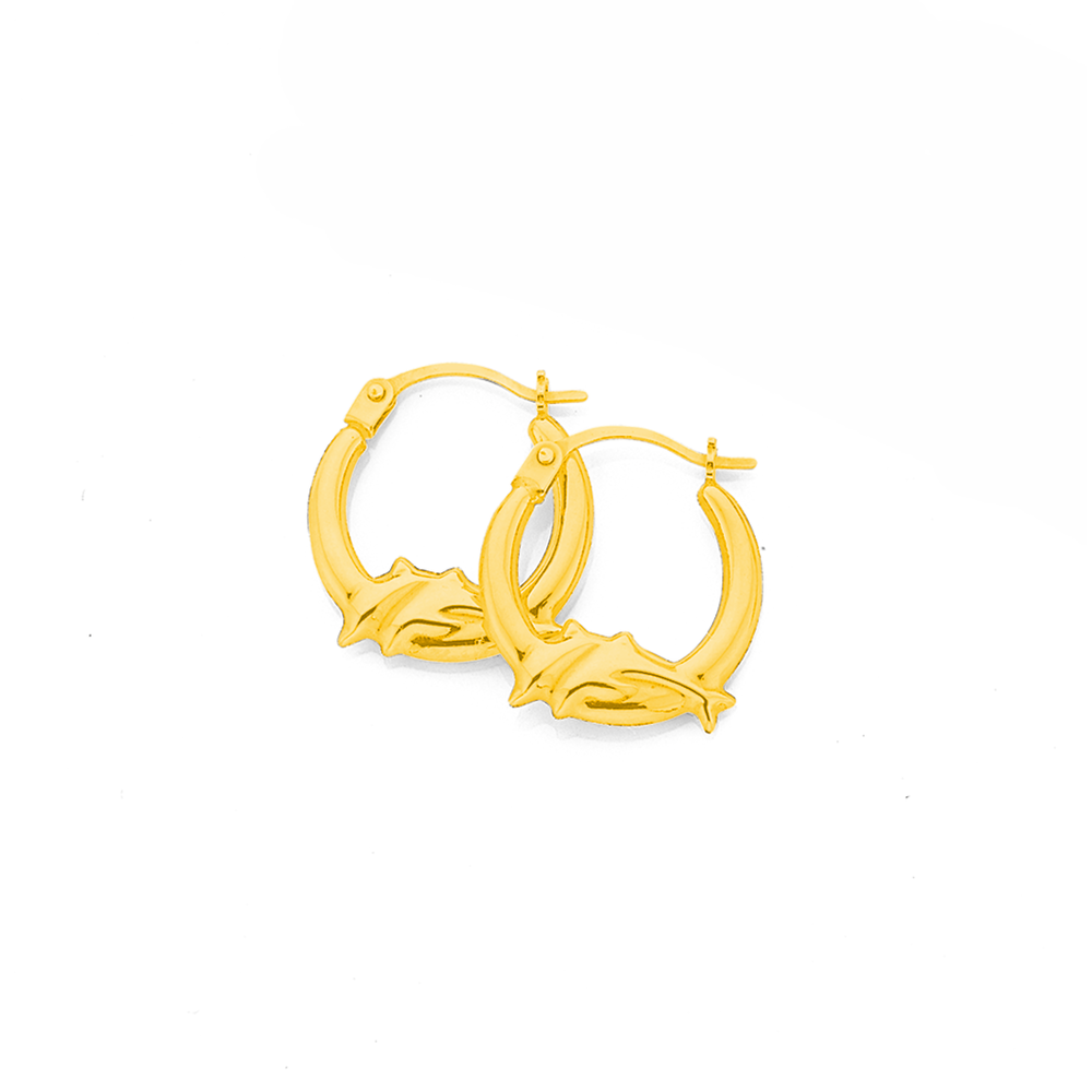 8.3mm 14K Yellow Gold White & Blue Enamel Dolphin Stud Post Earrings -  BillyTheTree Jewelry
