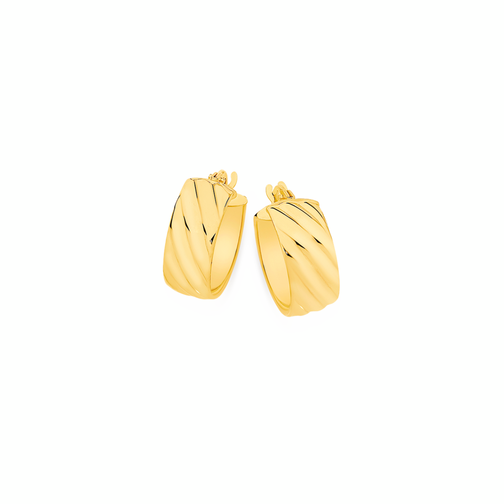 9ct Gold 10mm Half Round Twist Hoop Earrings