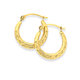 9ct Gold 10mm Patterned Creole Earrings