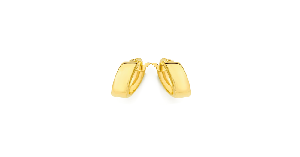 9ct Gold 10mm Rectangular Tube Hoop Earrings | Prouds