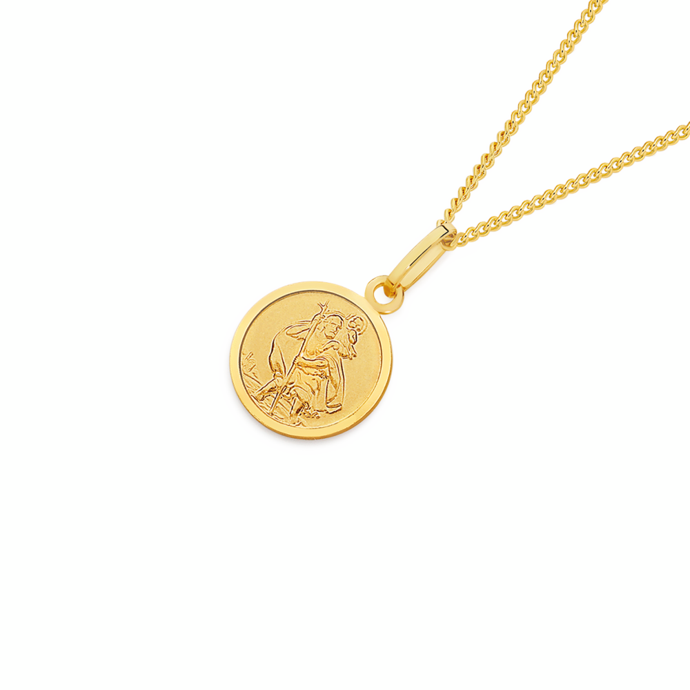 9ct Gold 10mm Round St. Christopher Medal