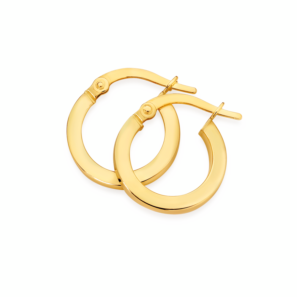 9ct Gold 10mm Square Tube Hoop Earrings