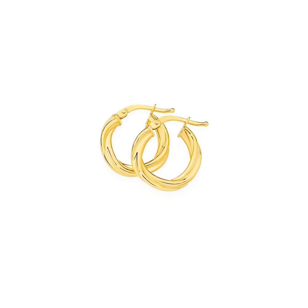 9ct Gold 10mm Twist Hoop Earrings