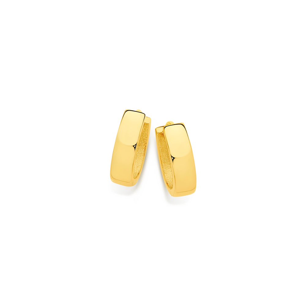 9ct Gold 11mm Oval Polish Huggie Earrings