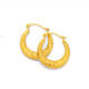 9ct Gold 12mm Diamond-cut Puff Creole Earrings