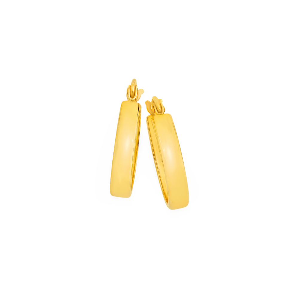 9ct Gold 12mm Flat Hoop Earrings