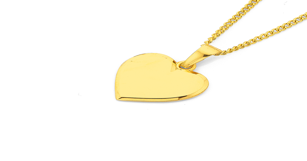 9ct Gold 12mm Heart Plate Pendant Prouds