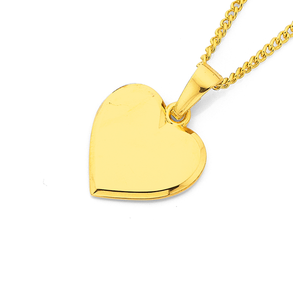 9ct Gold 12mm Heart Plate Pendant