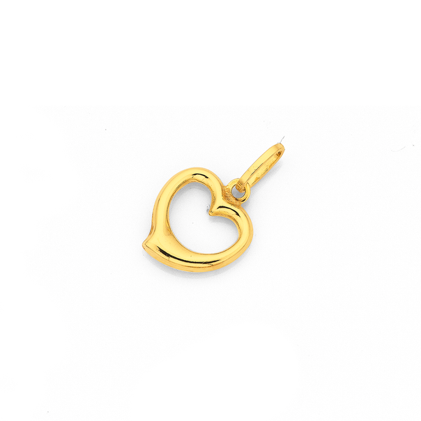 9ct Gold 12mm Open Heart Pendant