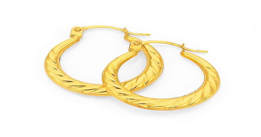 9ct Gold 12mm Twist Creole Earrings | Prouds