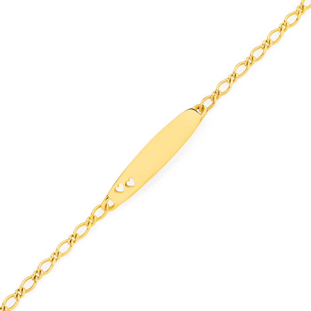9ct Gold 14cm Figaro 1+1 Oval I.D. Bracelet