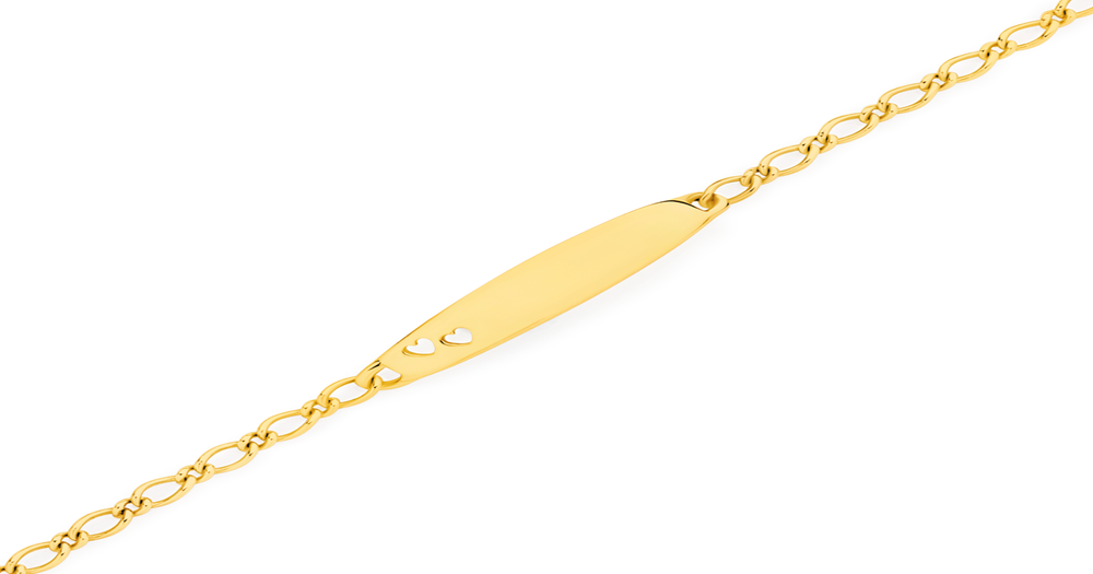9ct Gold 14cm Figaro 1+1 Oval I.d. Bracelet Prouds
