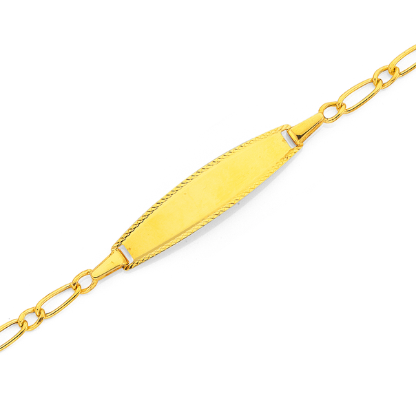 9ct Gold 15cm Hollow Figaro 1+1 I.D. Bracelet