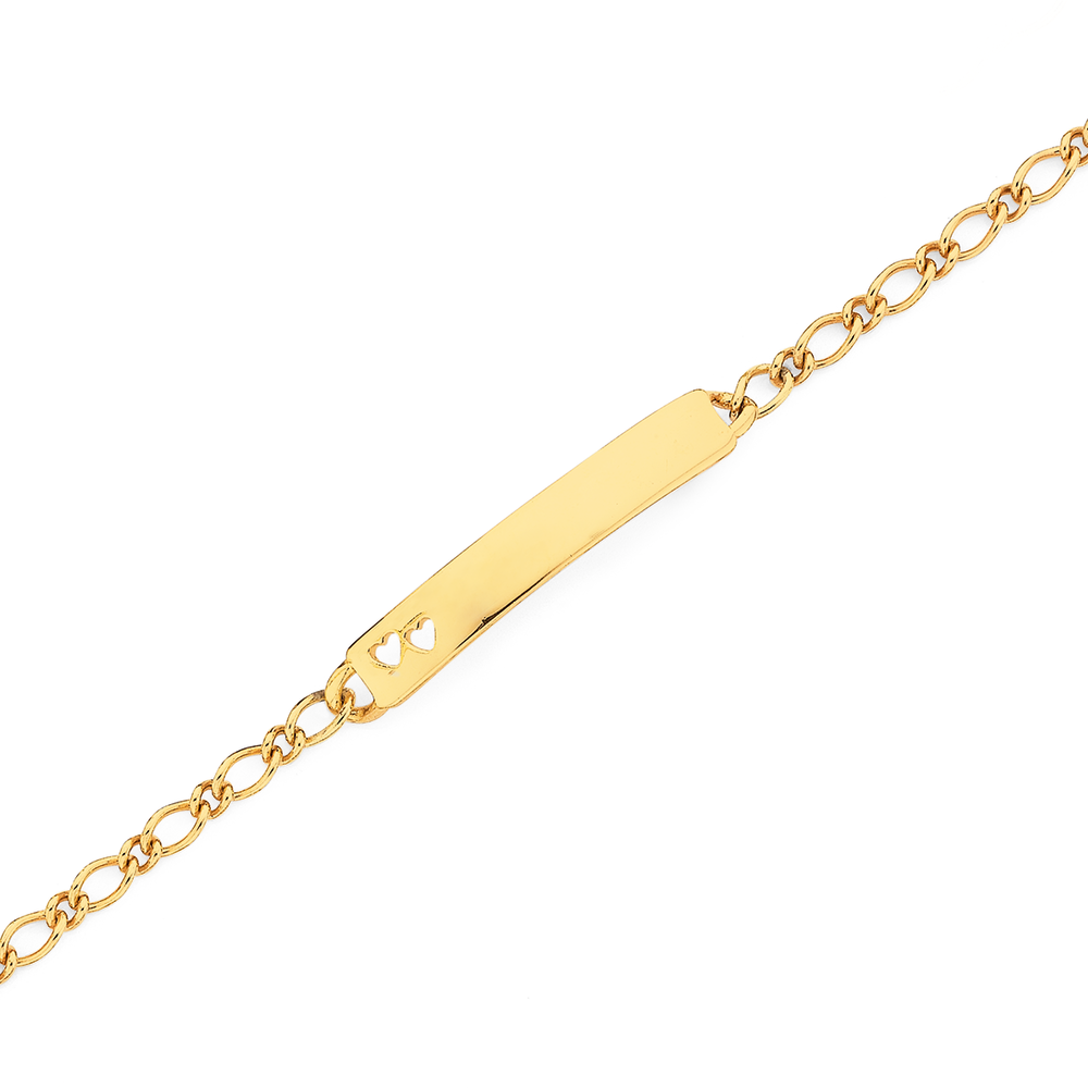 9ct Gold 15cm Solid Figaro 1+1 I.D. Bracelet | Bracelets | Prouds The