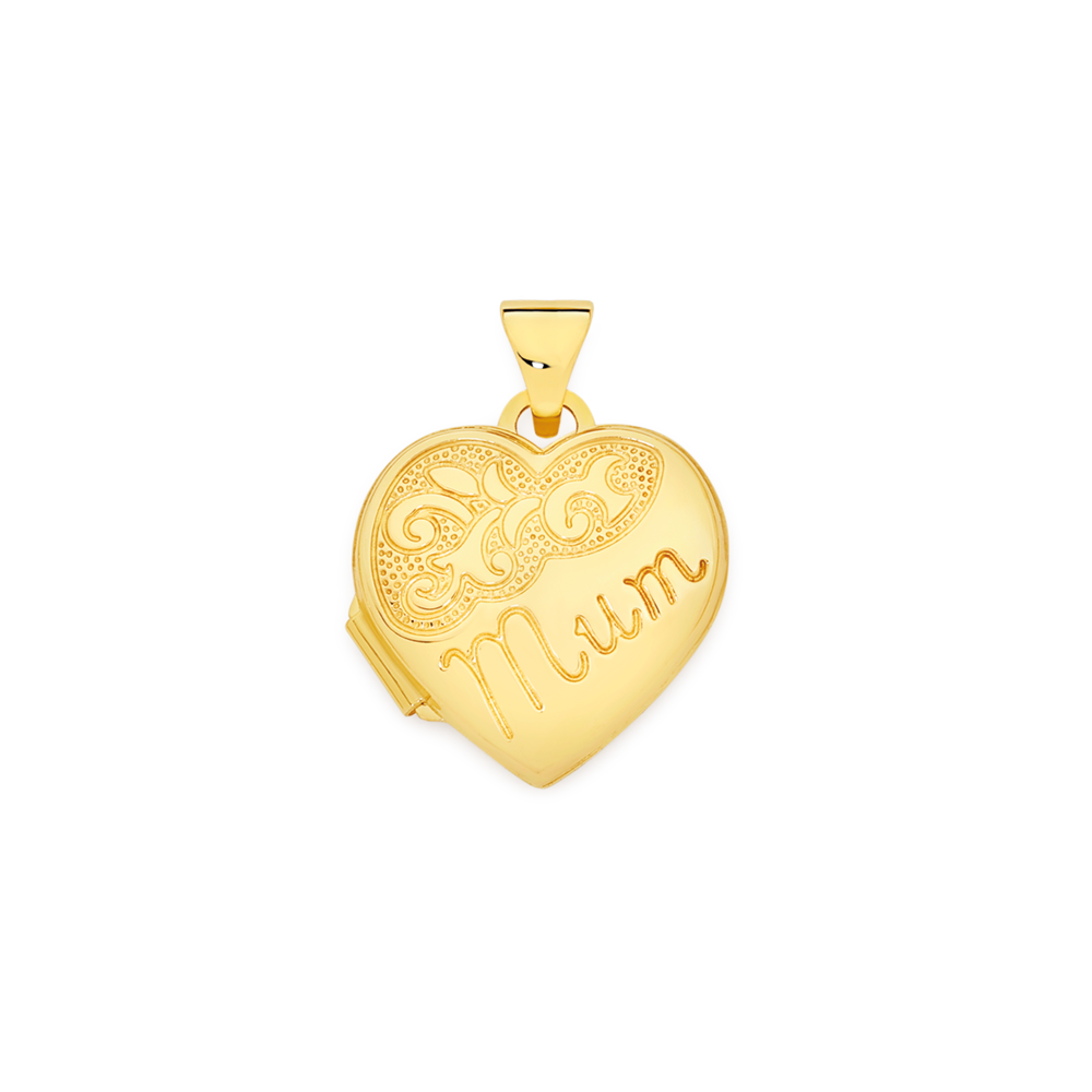 9ct Gold Filigree 'Mum' Heart 18 Inch Locket | H.Samuel