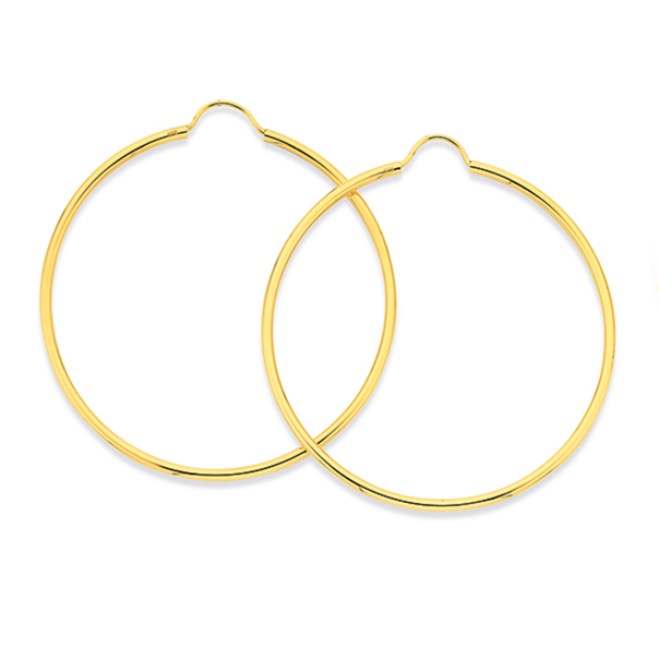9ct Gold 1.5x40mm Polished Hoop Earrings