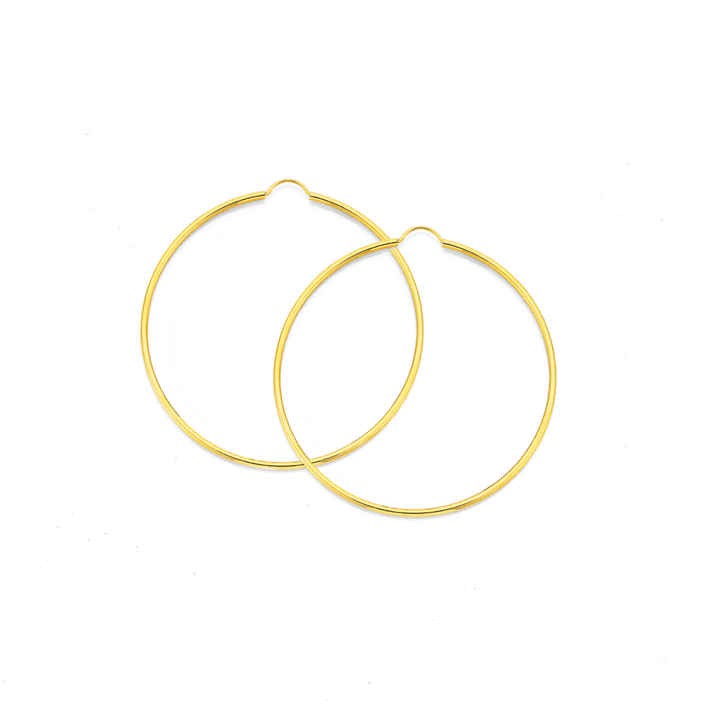 9ct Gold 1.5x50mm Polished Hoop Earrings