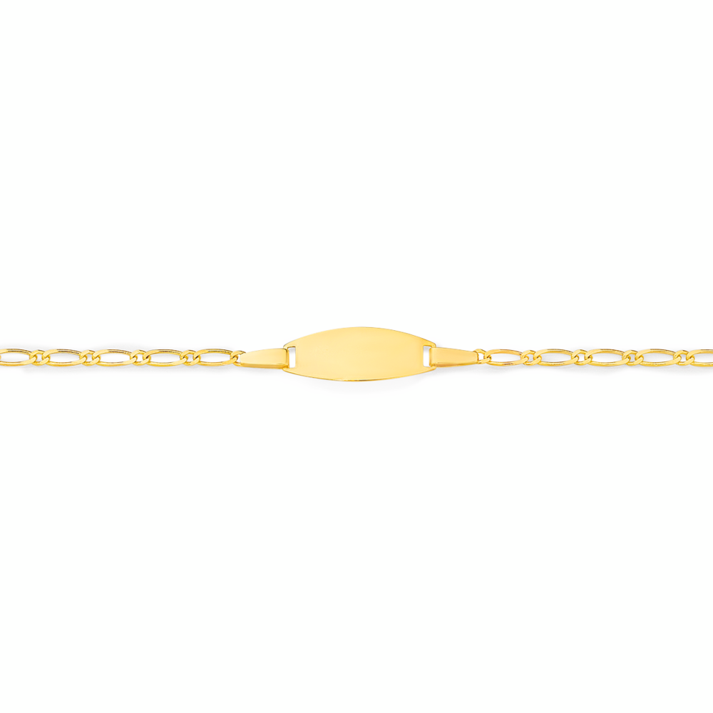 9ct Gold 16cm Solid Figaro 1+1 Identity Bracelet