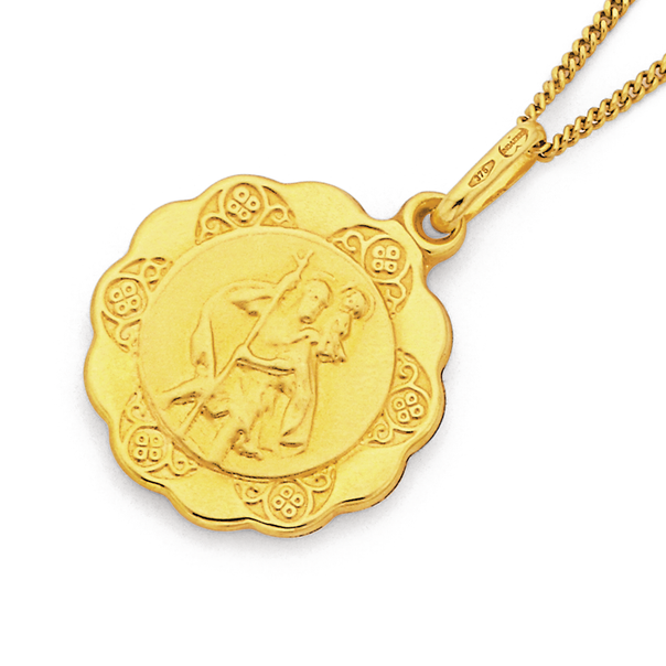 9ct Gold 16mm Saint Christopher Pendant