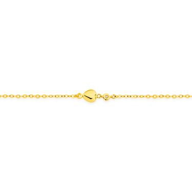 9CT GOLD 17CM DIAMOND SET HEART TRACE BRACELET