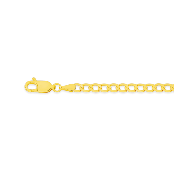 9ct Gold 18.5cm Solid Bevelled Curb Bracelet