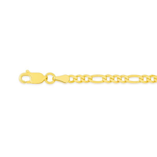 9ct Gold 18.5cm Solid Figaro 3+1 Bracelet