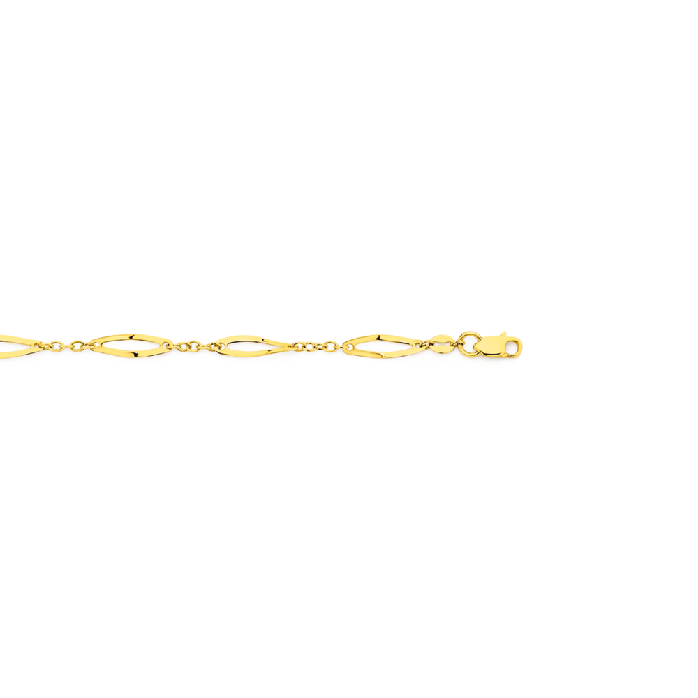 9ct Gold 19cm 5+1 Open Eyelet Bracelet
