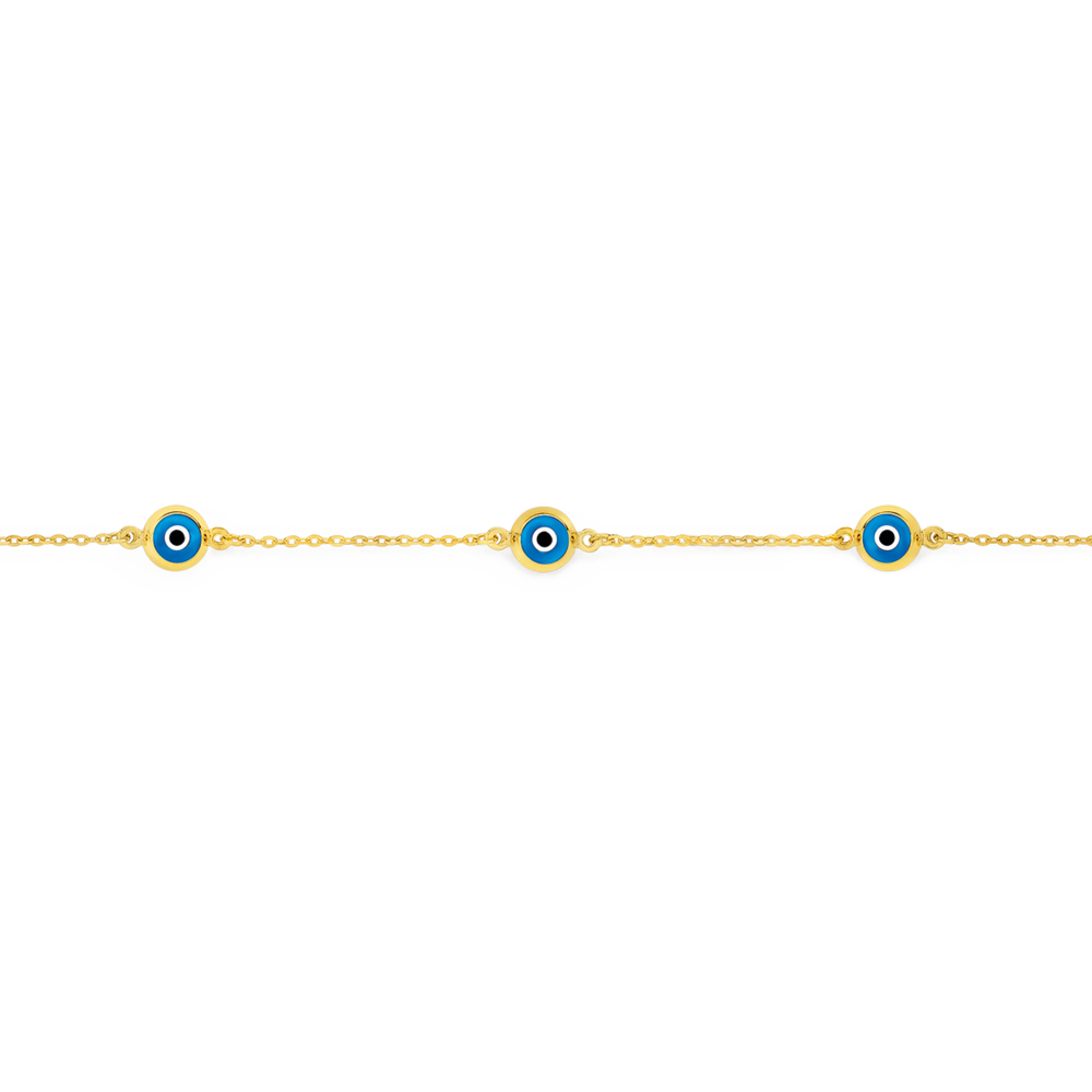 9ct Gold 19cm Evil Eye Cable Bracelet