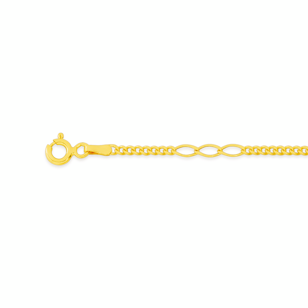9ct Gold 19cm Fancy Figaro Curb Bracelet