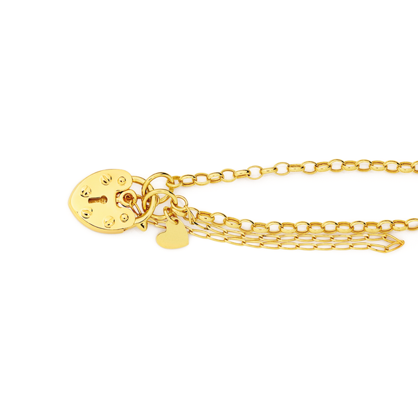 9ct Gold 19cm Hollow Belcher Padlock Bracelet