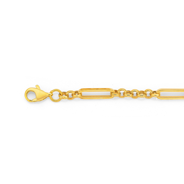 9ct Gold 19cm Hollow Fancy Figaro Bracelet